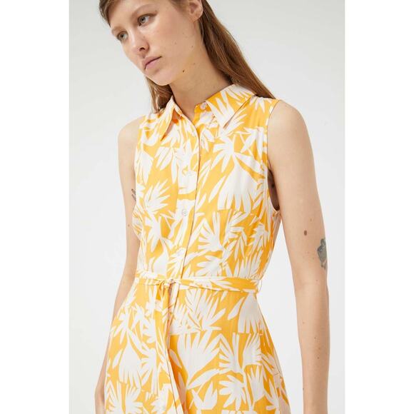 Campania Fantastica Palm Spring Button Up Sleeveless Dress Size S Small Yellow - Picture 8 of 8